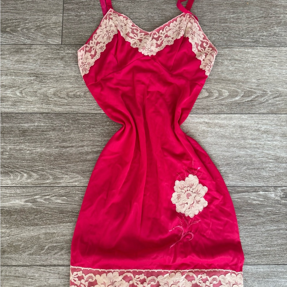 D’Orsay Hot Pink Silk Lace Slip | Y2K Lingerie
